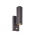 2 Light Outdoor PIR Up Down Wall Light Matt Black, Glass IP44, GU10