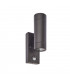 2 Light Outdoor PIR Up Down Wall Light Matt Black, Glass IP44, GU10