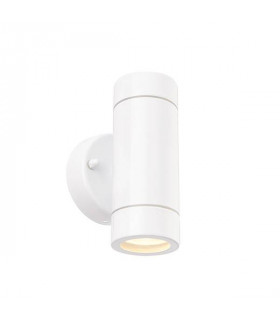 2 Light Outdoor Up Down Wall Light Gloss White, Glass IP44, GU10