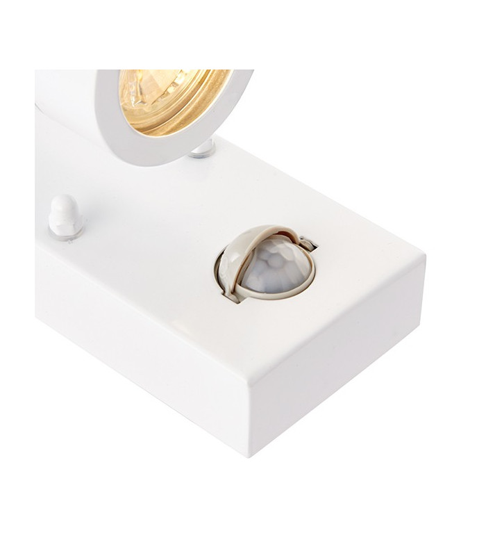 2 Light Outdoor PIR Up Down Wall Light Gloss White, Glass IP44, GU10