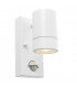 1 Light Outdoor PIR Wall Light Gloss White, Glass IP44, GU10