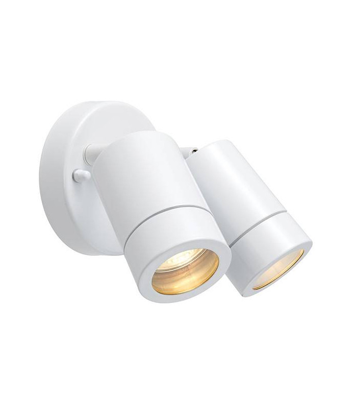 2 Light Outdoor Spotlight Gloss White, Glass IP44, GU10