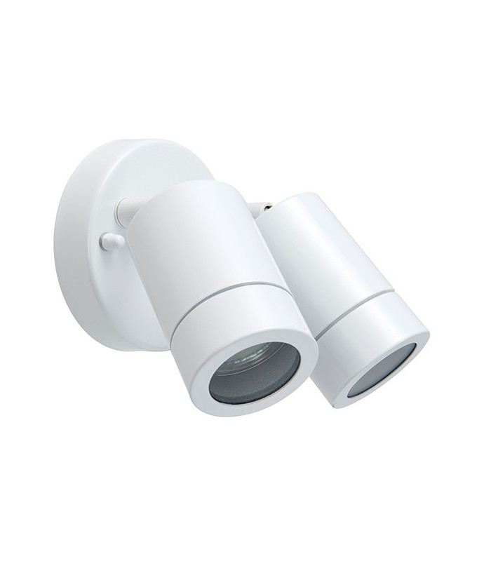 2 Light Outdoor Spotlight Gloss White, Glass IP44, GU10