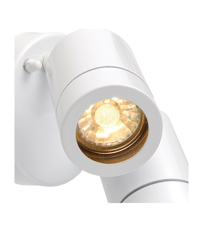 2 Light Outdoor Spotlight Gloss White, Glass IP44, GU10