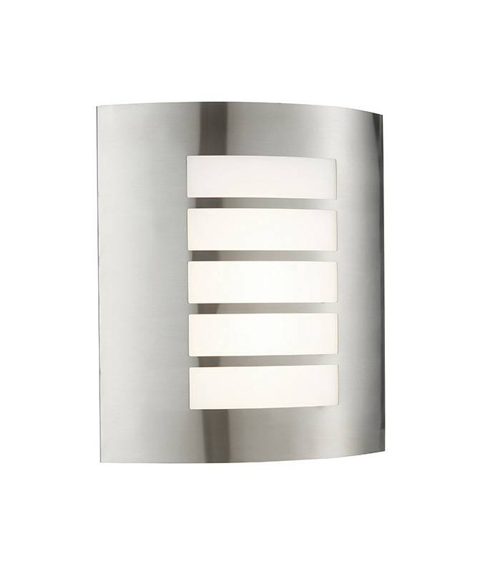Integrated LED PIR 1 Light Outdoor Wall Light Brushed Stainless Steel, Opal Polypropylene IP44