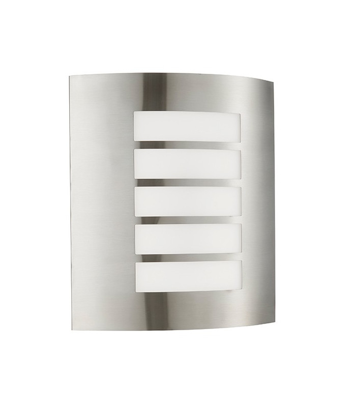 Integrated LED PIR 1 Light Outdoor Wall Light Brushed Stainless Steel, Opal Polypropylene IP44