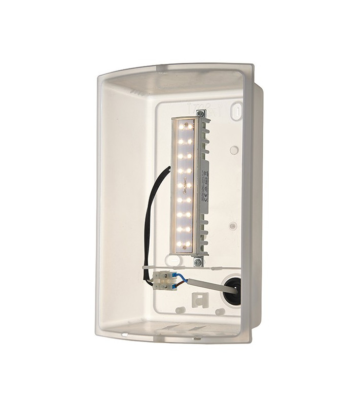Integrated LED PIR 1 Light Outdoor Wall Light Brushed Stainless Steel, Opal Polypropylene IP44