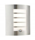 Integrated LED PIR 1 Light Outdoor Wall Light Brushed Stainless Steel, Opal Polypropylene IP44