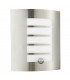 Integrated LED PIR 1 Light Outdoor Wall Light Brushed Stainless Steel, Opal Polypropylene IP44