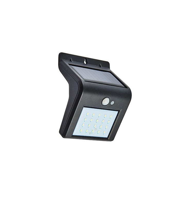 Integrated LED Outdoor Solar Wall Light Black Abs Plastic, Clear IP44