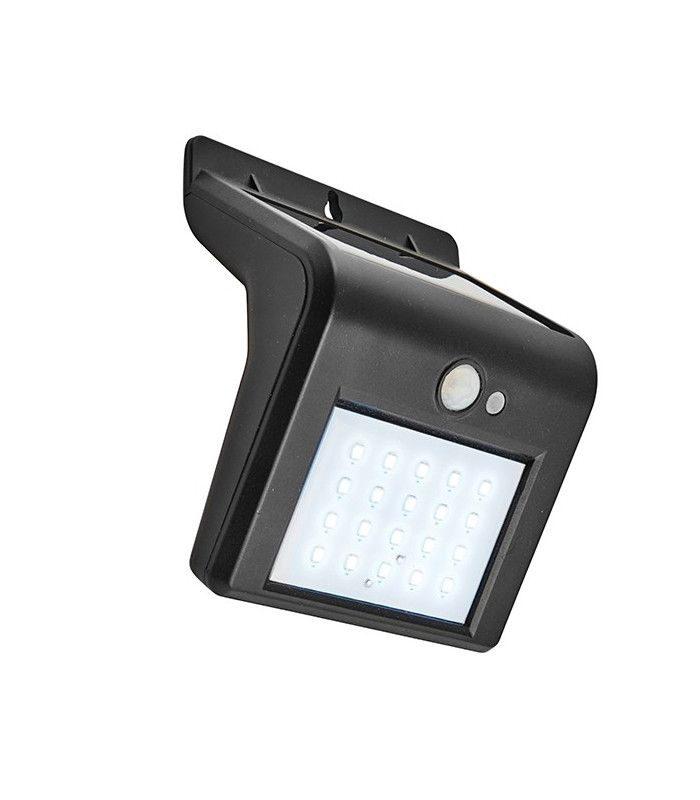 Integrated LED Outdoor Solar Wall Light Black Abs Plastic, Clear IP44