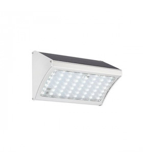Integrated LED Outdoor Solar Wall Light Satin Silver, Prismatic IP44