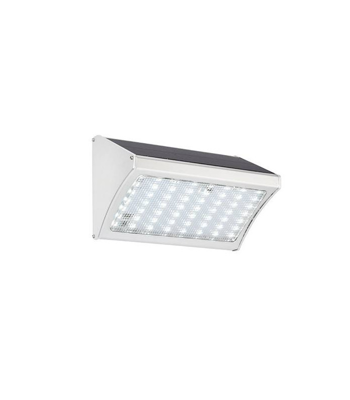 Integrated LED Outdoor Solar Wall Light Satin Silver, Prismatic IP44