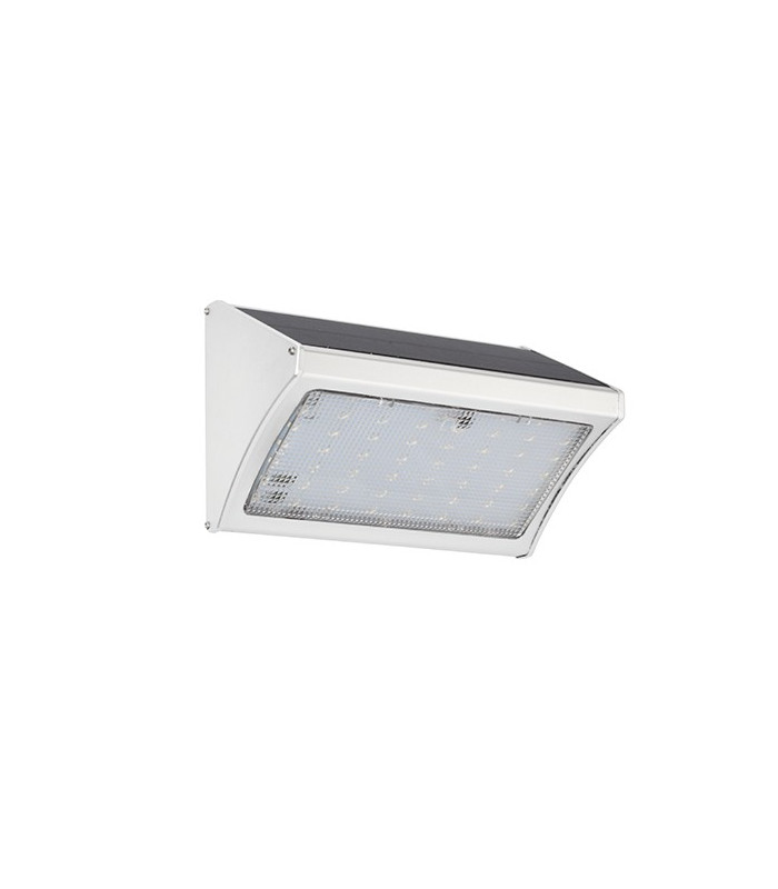 Integrated LED Outdoor Solar Wall Light Satin Silver, Prismatic IP44