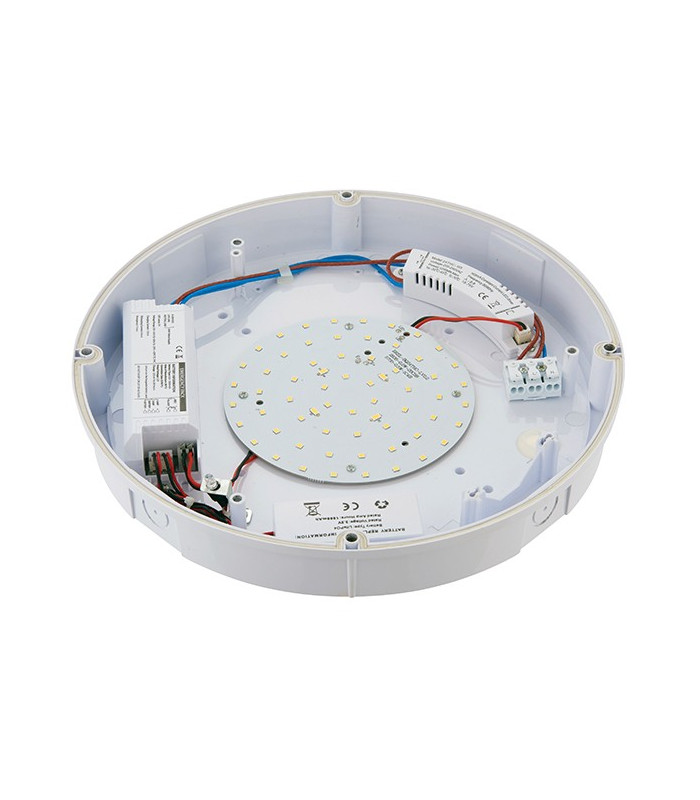 Integrated LED Outdoor Emergency Flush Light Gloss White, Opal IP65