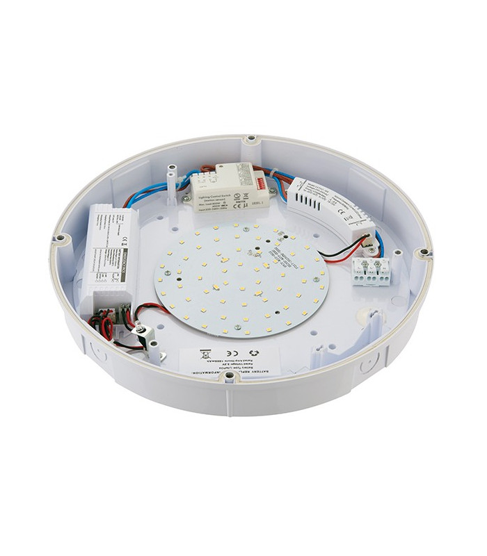 Integrated LED Outdoor Microwave Emergency Flush Light Gloss White, Opal IP65