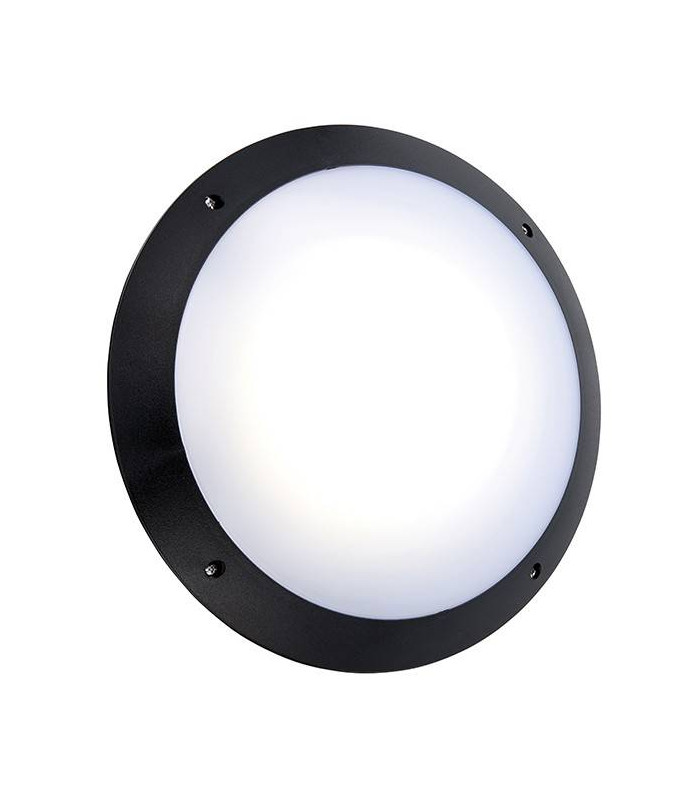 Integrated LED Outdoor Microwave Wall Light Matt Black Textured, Opal IP65