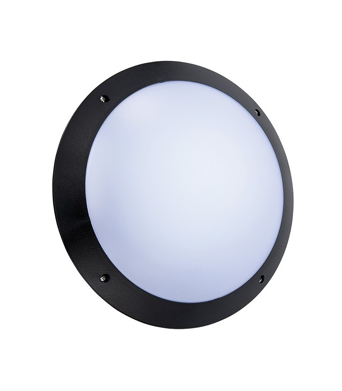 Integrated LED Outdoor Microwave Wall Light Matt Black Textured, Opal IP65