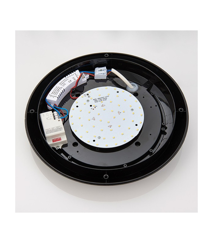 Integrated LED Outdoor Microwave Wall Light Matt Black Textured, Opal IP65