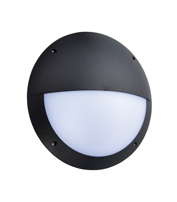 Integrated LED Outdoor Microwave Wall Light Matt Black Textured, Opal IP65