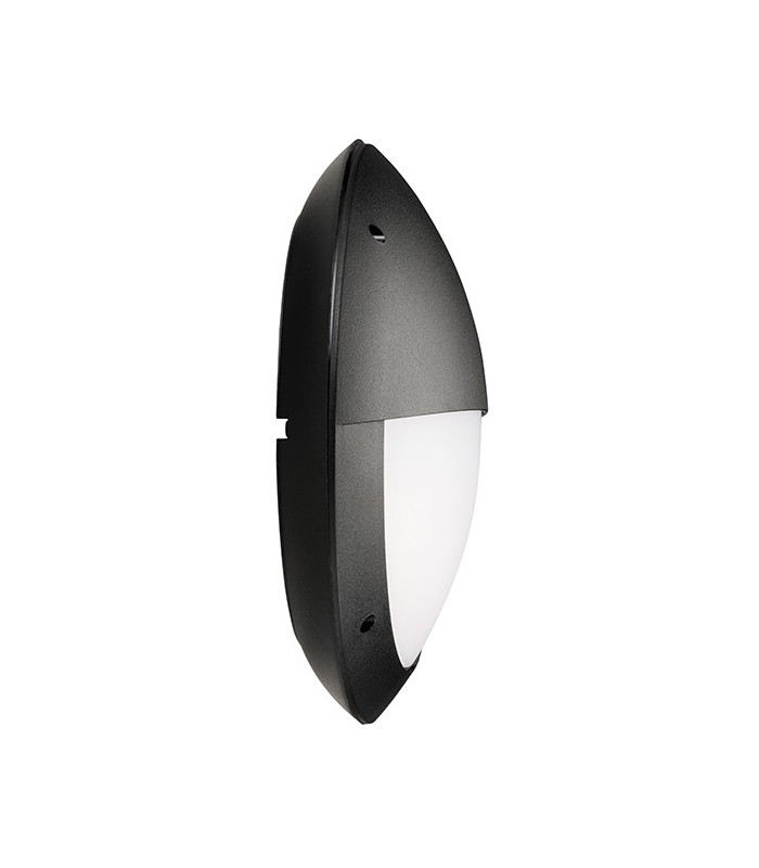 Integrated LED Outdoor Microwave Wall Light Matt Black Textured, Opal IP65