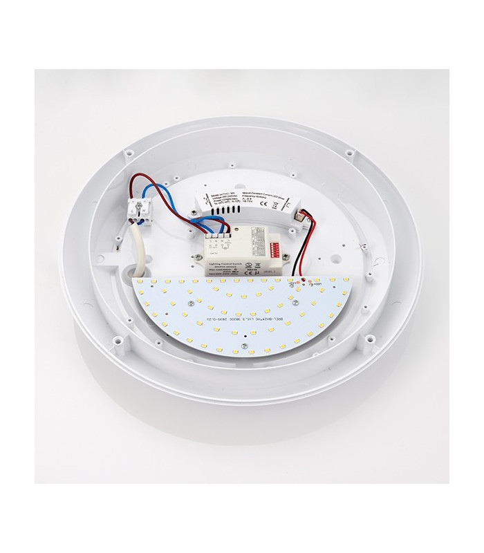 Integrated LED Outdoor Microwave Wall Light Matt White Textured, Opal IP65