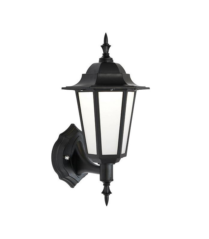 Integrated LED 1 Light Outdoor Wall Lantern Matt Black Textured, Frosted IP44