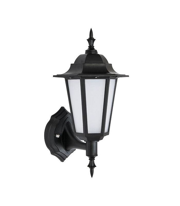 Integrated LED 1 Light Outdoor Wall Lantern Matt Black Textured, Frosted IP44