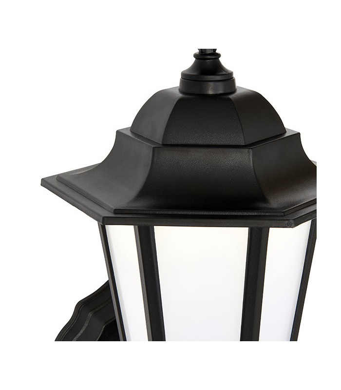 Integrated LED 1 Light Outdoor Wall Lantern Matt Black Textured, Frosted IP44