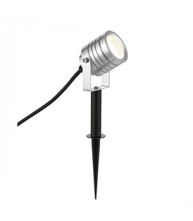 Integrated LED 1 Light Outdoor Spike Light Silver Anodised, Frosted IP65