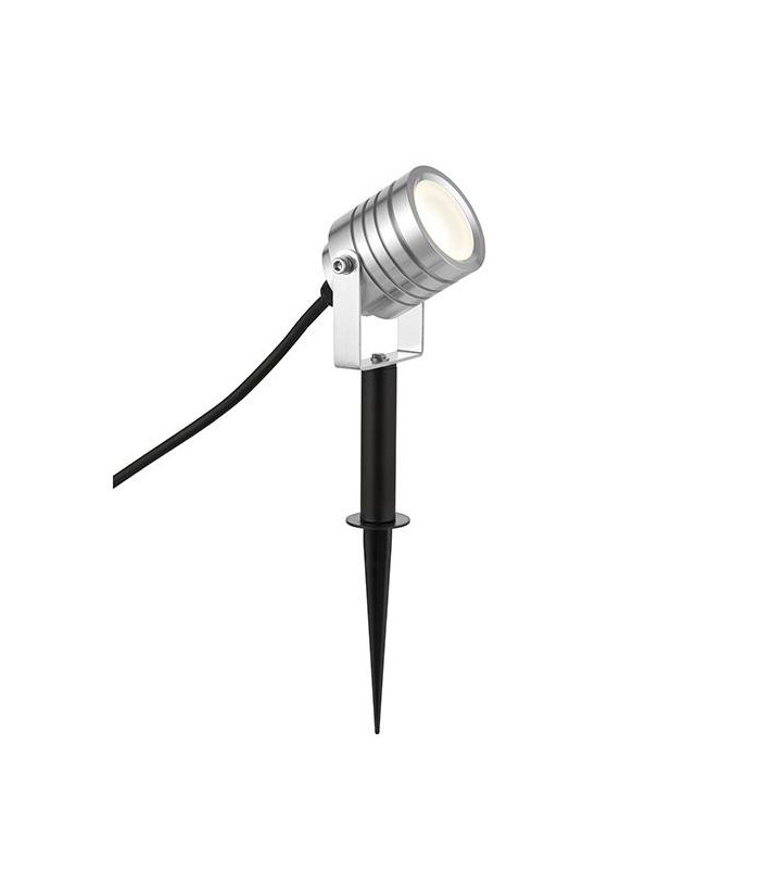 Integrated LED 1 Light Outdoor Spike Light Silver Anodised, Frosted IP65