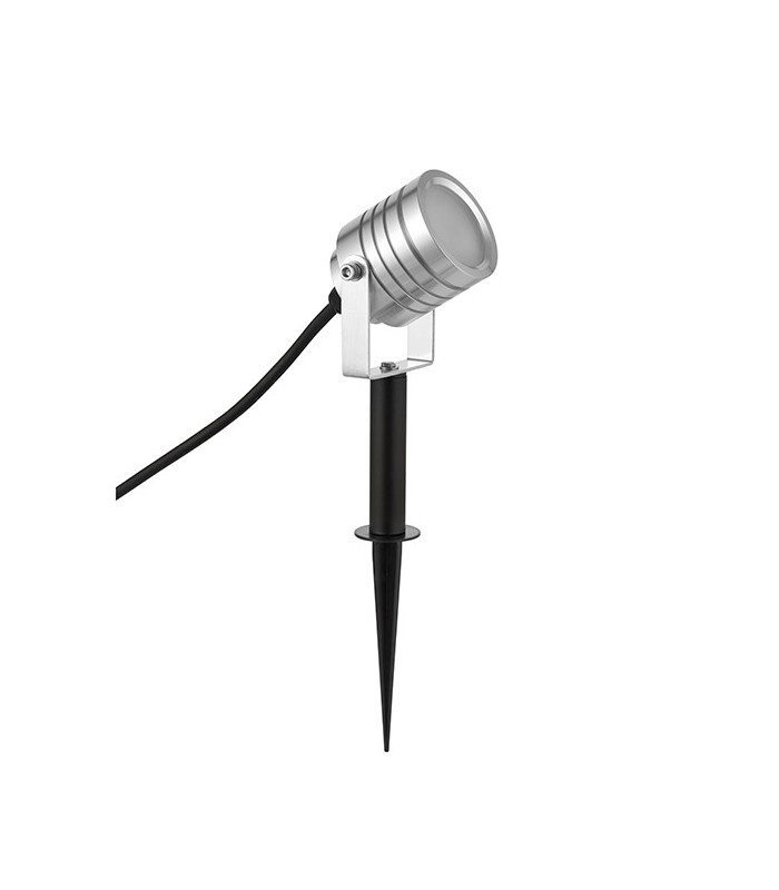 Integrated LED 1 Light Outdoor Spike Light Silver Anodised, Frosted IP65