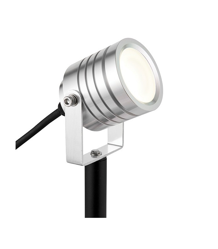 Integrated LED 1 Light Outdoor Spike Light Silver Anodised, Frosted IP65