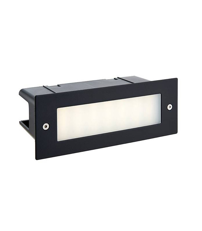 Integrated LED Outdoor Recessed Wall Light Textured Black, Frosted IP44
