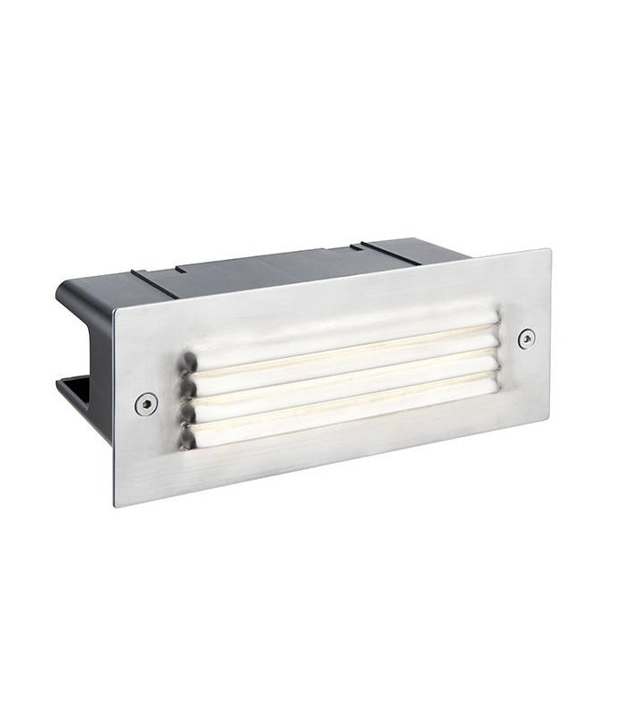 Integrated LED Outdoor Recessed Wall Light Marine Grade Brushed Stainless Steel, Frosted IP44