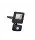 Integrated LED PIR Outdoor Wall Flood Light Matt Black, Glass IP44