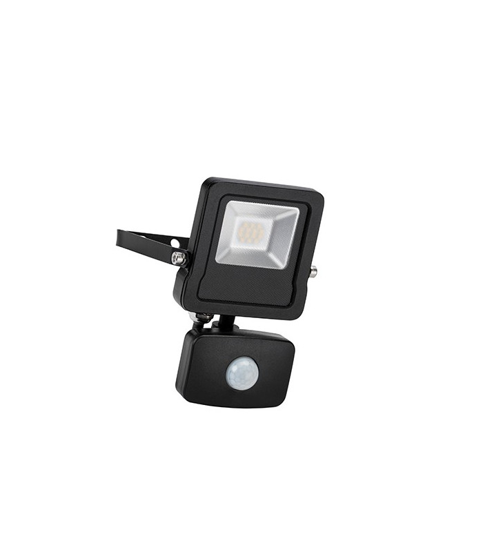 Integrated LED PIR Outdoor Wall Flood Light Matt Black, Glass IP44