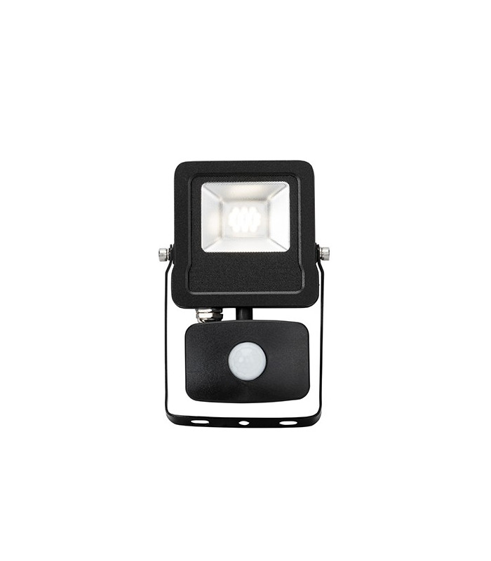 Integrated LED PIR Outdoor Wall Flood Light Matt Black, Glass IP44