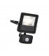 Integrated LED PIR Outdoor Wall Flood Light Matt Black, Glass IP44