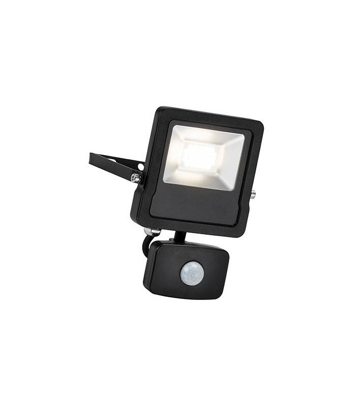 Integrated LED PIR Outdoor Wall Flood Light Matt Black, Glass IP44