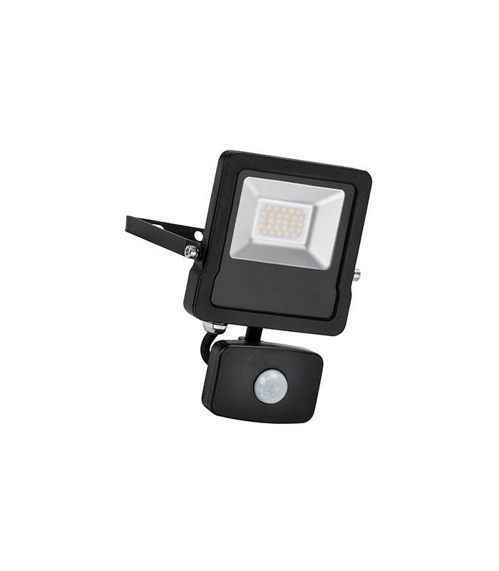 Integrated LED PIR Outdoor Wall Flood Light Matt Black, Glass IP44