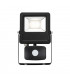 Integrated LED PIR Outdoor Wall Flood Light Matt Black, Glass IP44