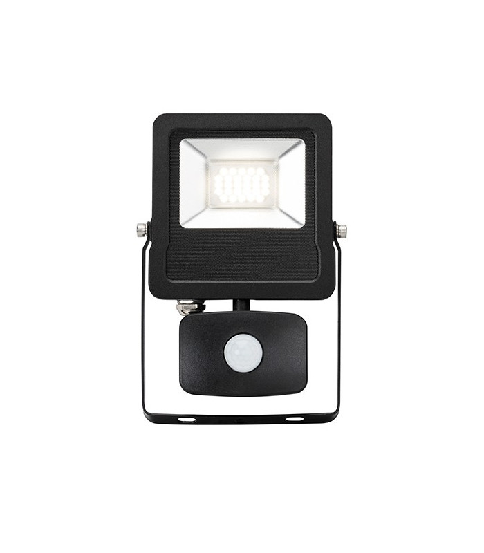 Integrated LED PIR Outdoor Wall Flood Light Matt Black, Glass IP44