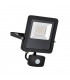Integrated LED PIR Outdoor Wall Flood Light Matt Black, Glass IP44