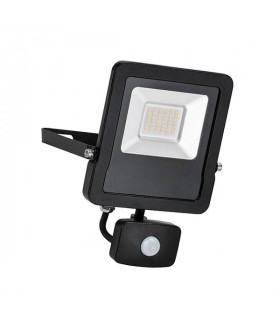 Integrated LED PIR Outdoor Wall Flood Light Matt Black, Glass IP44