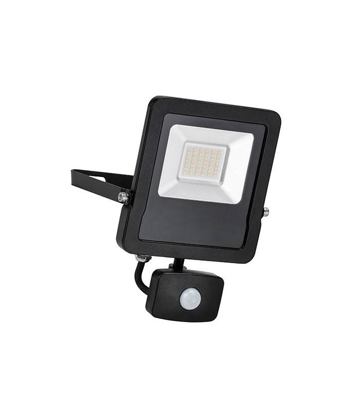 Integrated LED PIR Outdoor Wall Flood Light Matt Black, Glass IP44