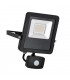 Integrated LED PIR Outdoor Wall Flood Light Matt Black, Glass IP44