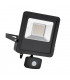Integrated LED PIR Outdoor Wall Flood Light Matt Black, Glass IP44