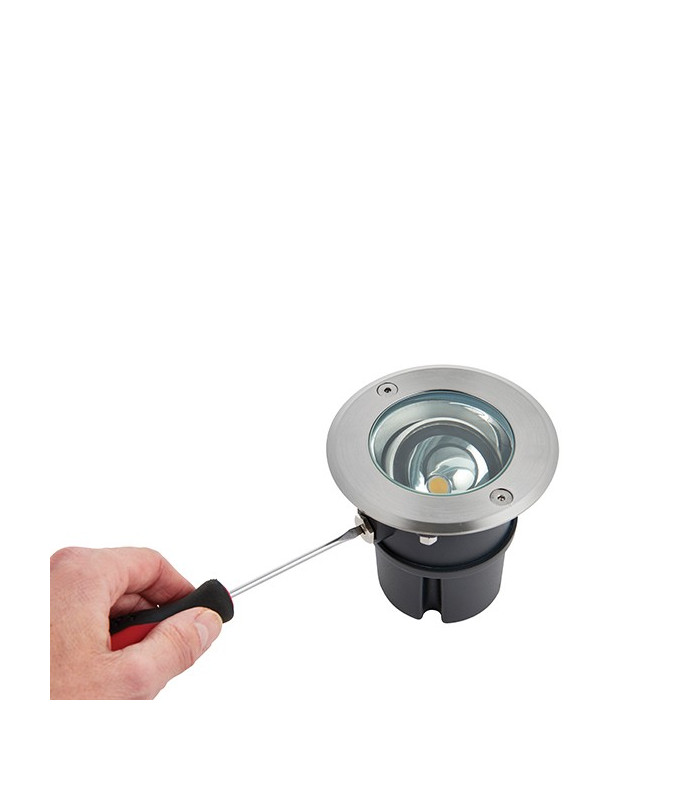 Integrated LED 1 Light Outdoor Recessed Light Brushed Stainless Steel, Glass IP67
