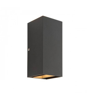 Integrated LED 2 Light Outdoor Up Down Wall Light Matt Black, Glass IP44